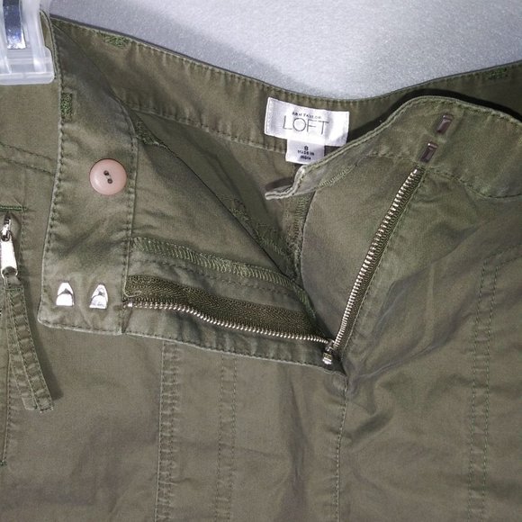 Ann Taylor Loft Green Casual Zipper Pockets Women's Size 8 - Picture 3 of 5